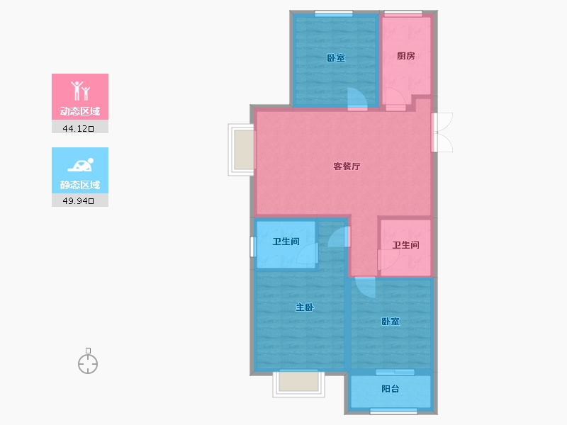 山西省-晋中市-金泽苑-100.80-户型库-动静分区