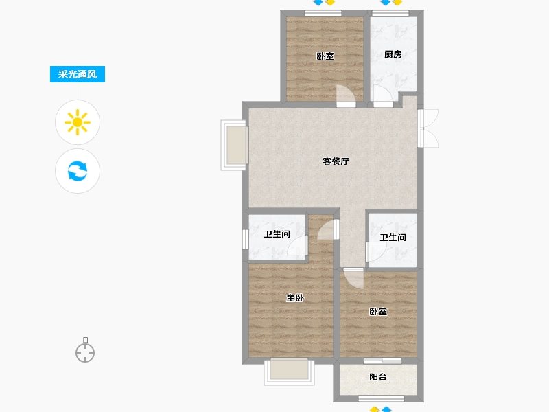 山西省-晋中市-金泽苑-100.80-户型库-采光通风