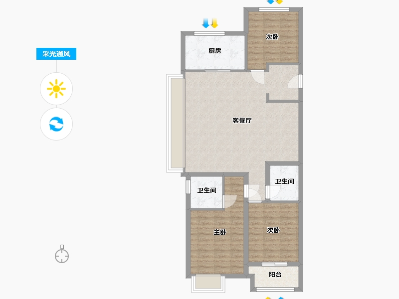 河北省-石家庄市-万科新都会-108.00-户型库-采光通风