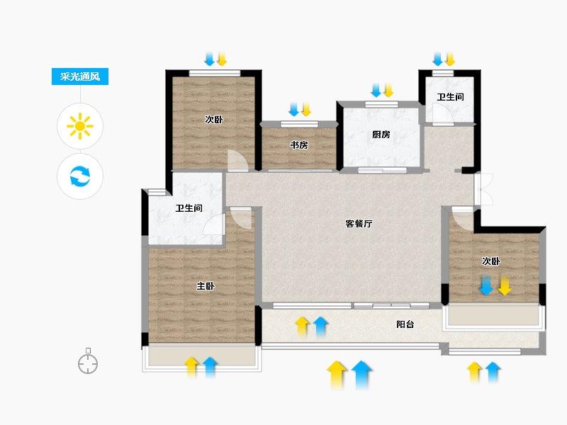 河南省-许昌市-中建观湖珑府-104.80-户型库-采光通风