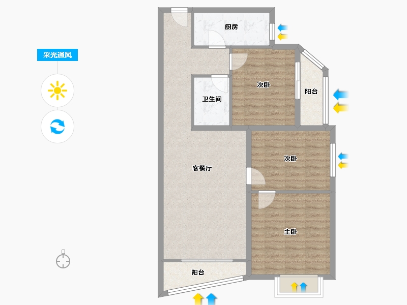 北京-北京市-福海北区-88.71-户型库-采光通风