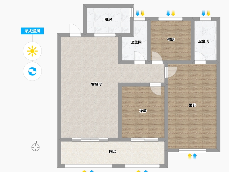 山东省-枣庄市-凯润花园-106.40-户型库-采光通风