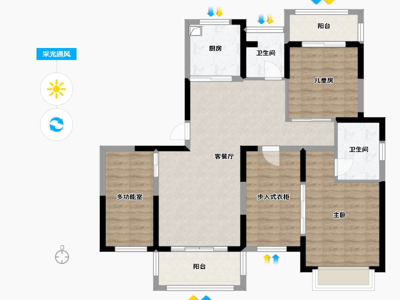 江苏省-苏州市-顶峰丽景嘉园-107.00-户型库-采光通风