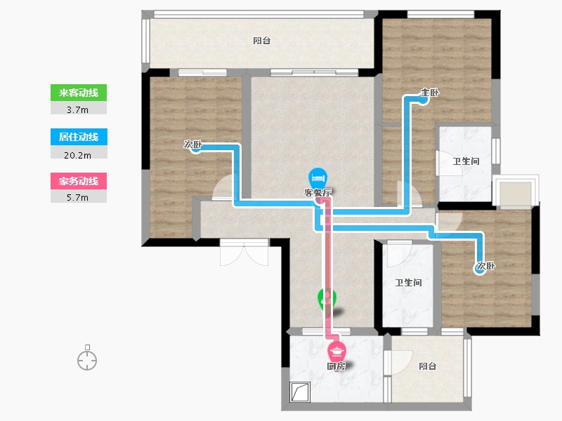 四川省-成都市-滨江领樾-90.34-户型库-动静线