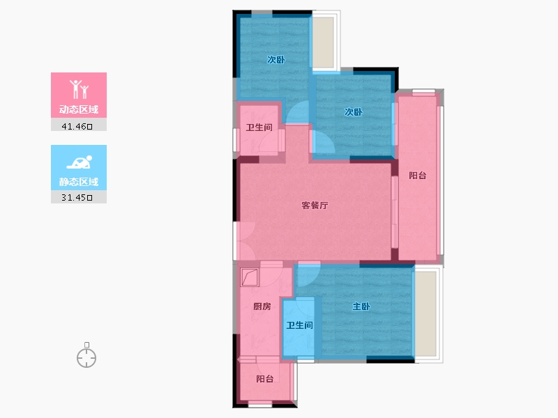 重庆-重庆市-中国铁建东林道-80.00-户型库-动静分区