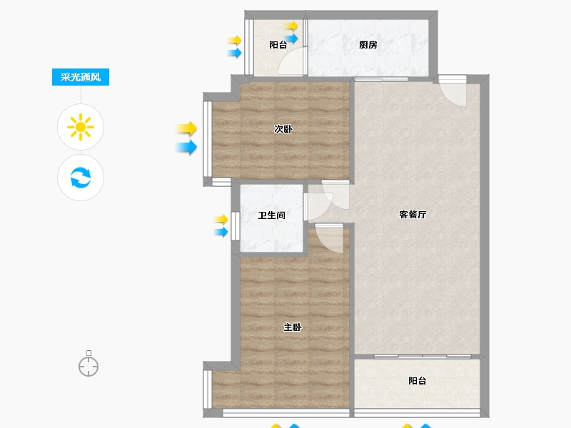 湖南省-长沙市-恒大雅苑-70.40-户型库-采光通风