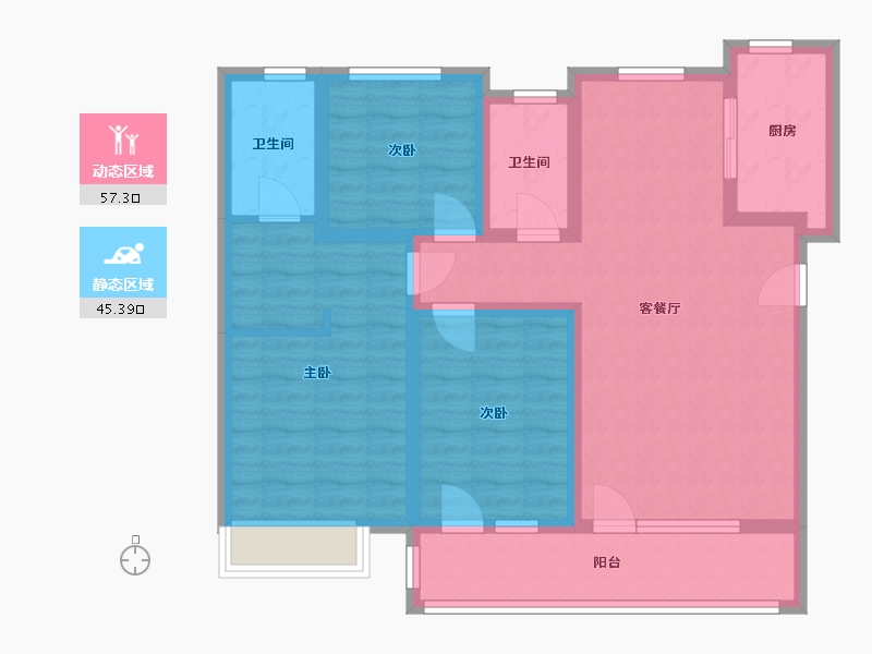 河北省-承德市-红创城市广场-105.60-户型库-动静分区