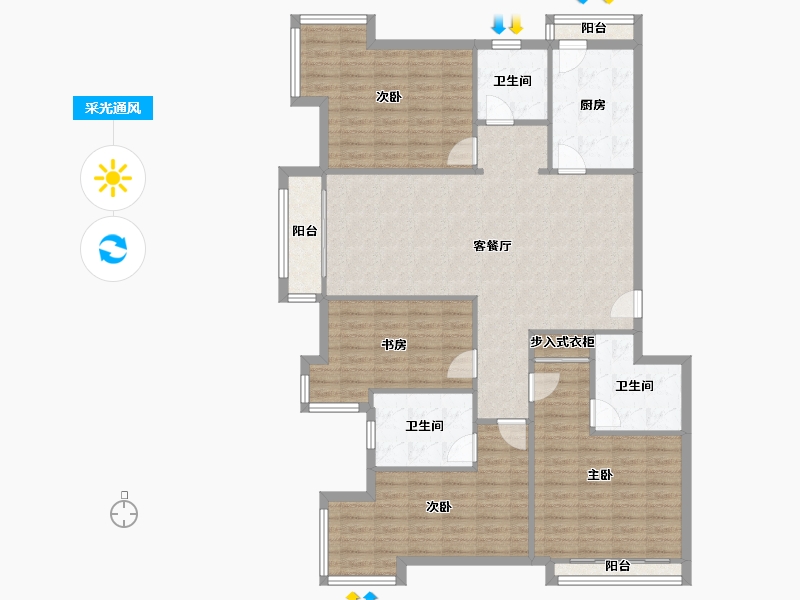 北京-北京市-北京青年城-131.20-户型库-采光通风