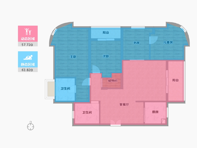 浙江省-台州市-万家华庭-140.00-户型库-动静分区