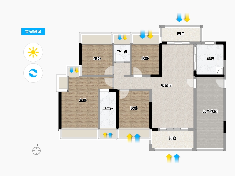 广东省-韶关市-保利东湾花园-135.00-户型库-采光通风