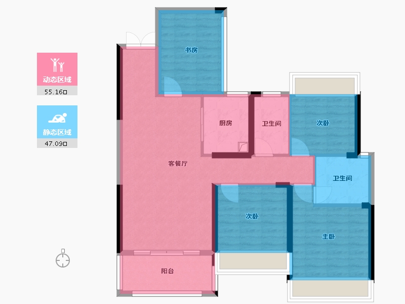 湖南省-衡阳市-翰林尚品-92.48-户型库-动静分区