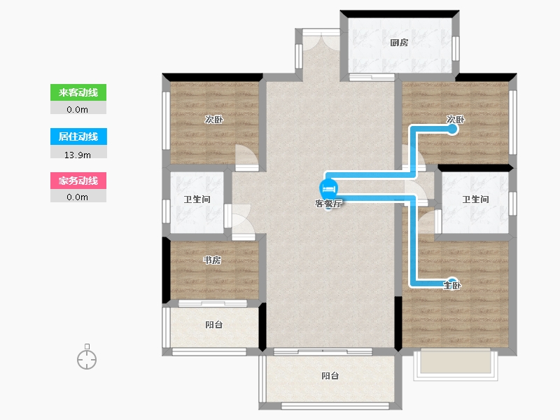 湖南省-邵阳市-雍翠怡景-130.00-户型库-动静线