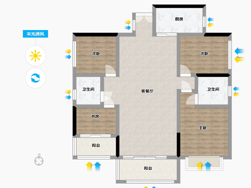 湖南省-邵阳市-雍翠怡景-130.00-户型库-采光通风