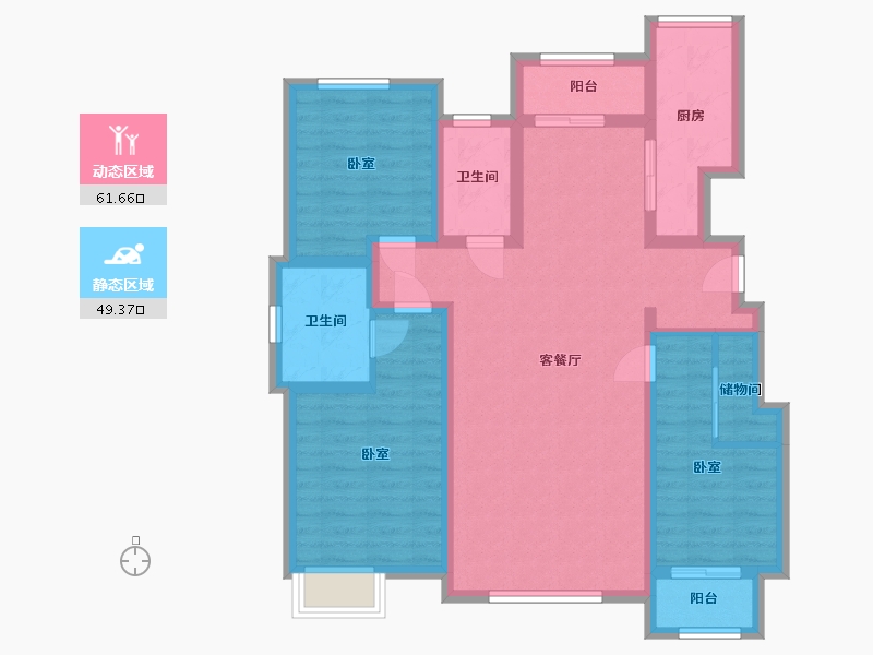 河北省-石家庄市-敬业新苑-103.20-户型库-动静分区