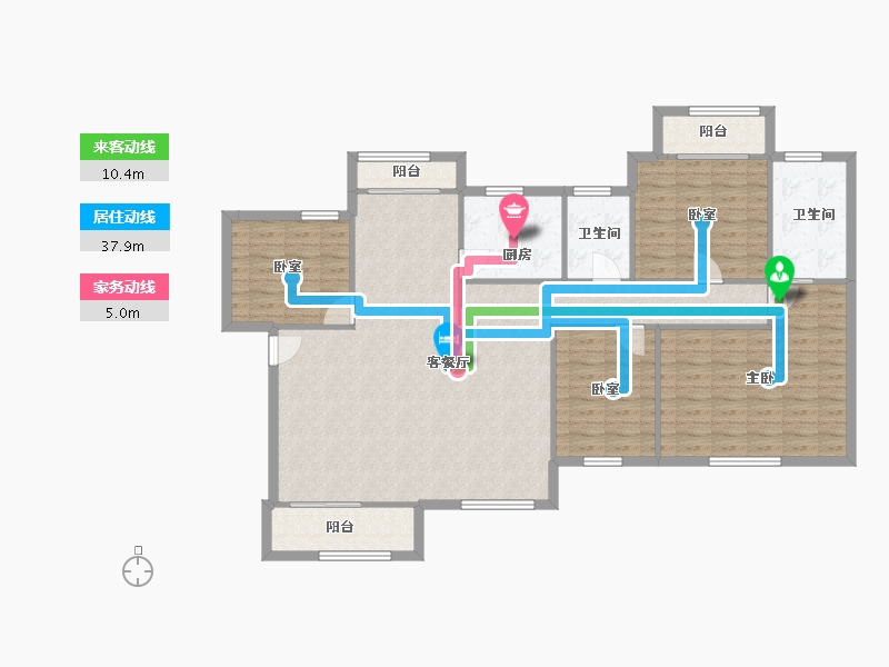 广东省-广州市-新康花园康雅苑-130.48-户型库-动静线