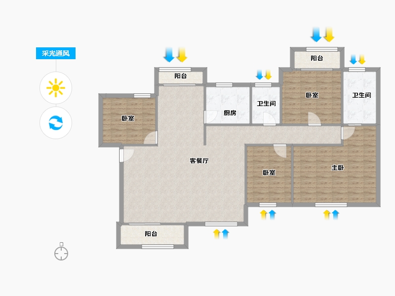 广东省-广州市-新康花园康雅苑-130.48-户型库-采光通风