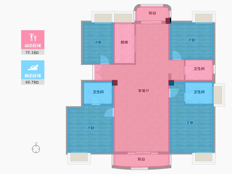 云南省-昆明市-安康园-138.43-户型库-动静分区