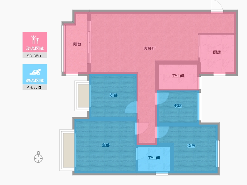 江苏省-泰州市-金科集美雅苑-101.60-户型库-动静分区