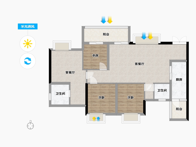 四川省-内江市-荣威珑悦府-104.00-户型库-采光通风