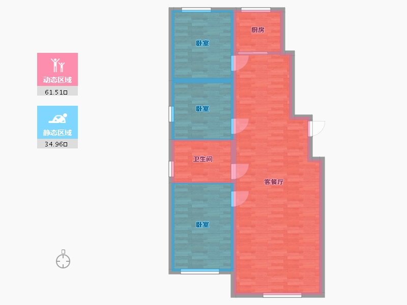 内蒙古自治区-乌兰察布市-万象荣华府-87.56-户型库-动静分区