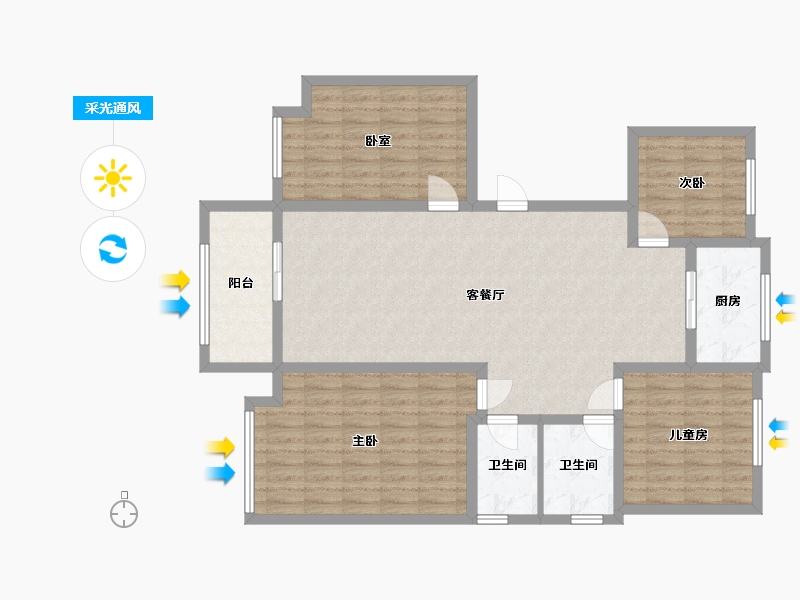 河南省-焦作市-荣盛云台观邸-112.00-户型库-采光通风