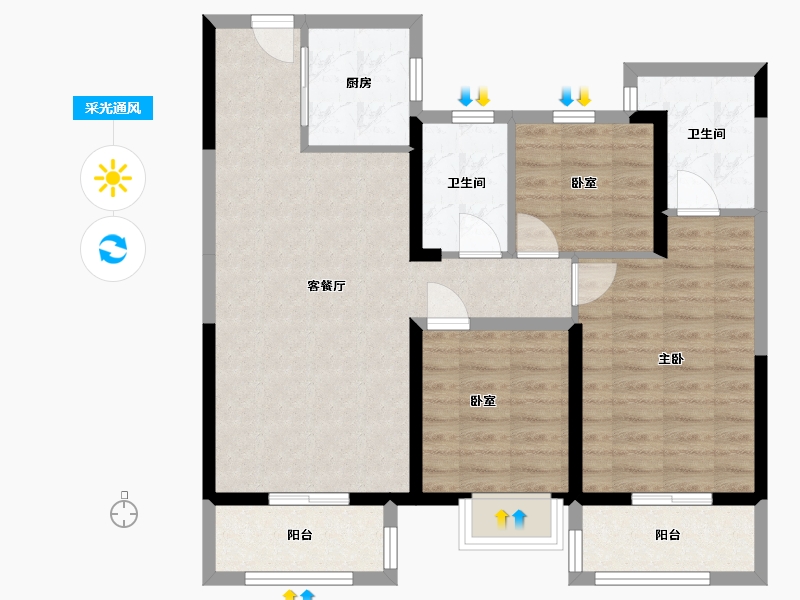 湖北省-武汉市-天汇龙城-118.00-户型库-采光通风