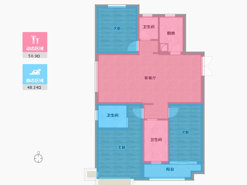 河北省-邯郸市-荣盛江南锦苑-109.60-户型库-动静分区