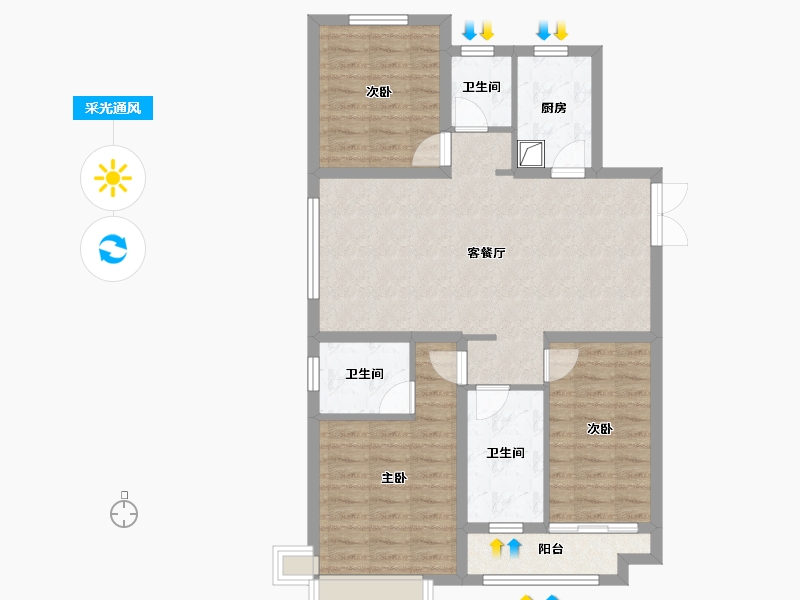 河北省-邯郸市-荣盛江南锦苑-109.60-户型库-采光通风