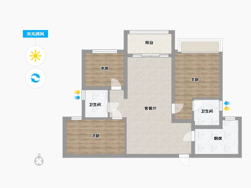 广东省-佛山市-卓越万科朗润园-80.39-户型库-采光通风