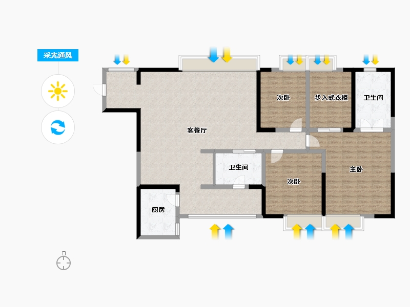 四川省-成都市-桐梓林壹号-150.00-户型库-采光通风