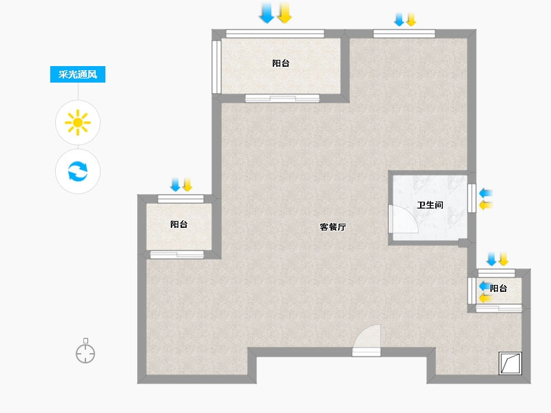 浙江省-嘉兴市-佳源鸿翔东方都市-76.26-户型库-采光通风