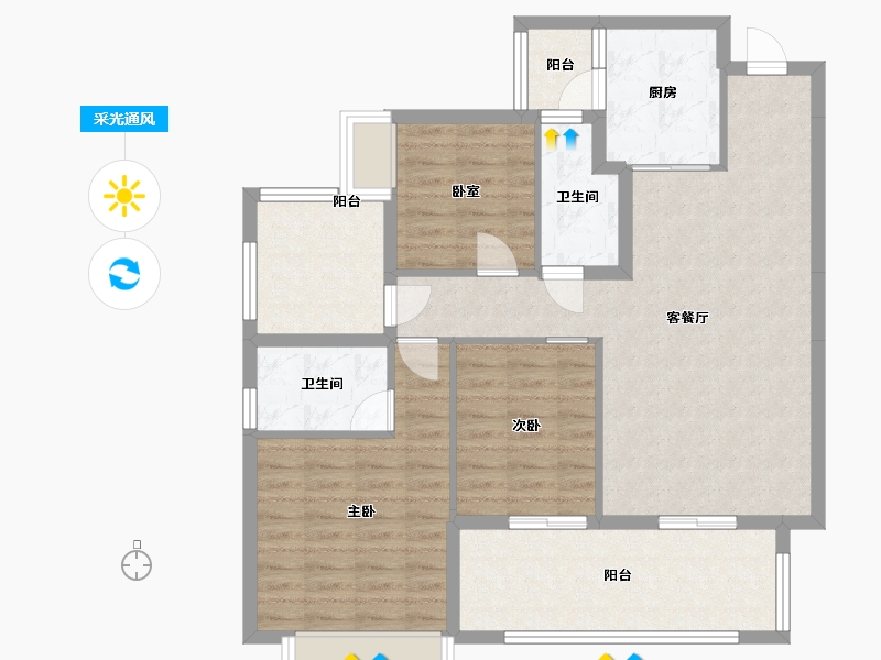 贵州省-遵义市-阔景高层-98.71-户型库-采光通风