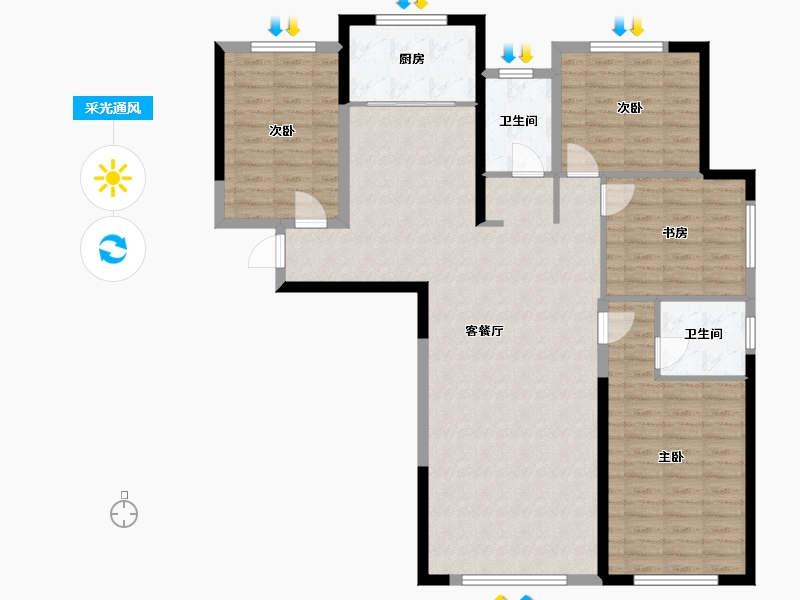 山东省-菏泽市-金河小区-122.91-户型库-采光通风