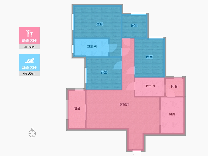 重庆-重庆市-国博领馆三期-94.69-户型库-动静分区