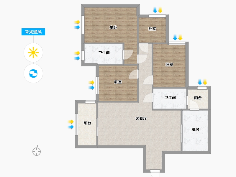 重庆-重庆市-国博领馆三期-94.69-户型库-采光通风