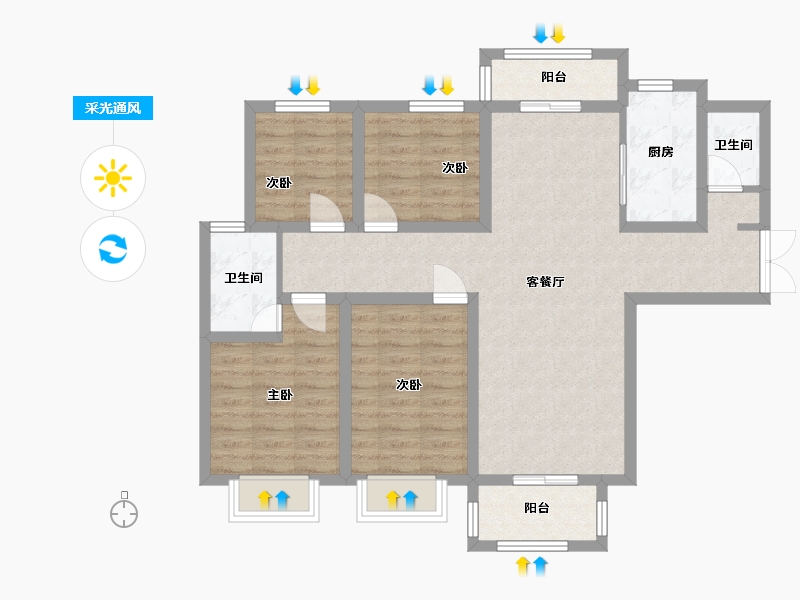 河南省-郑州市-苏八佳苑五号院-128.00-户型库-采光通风