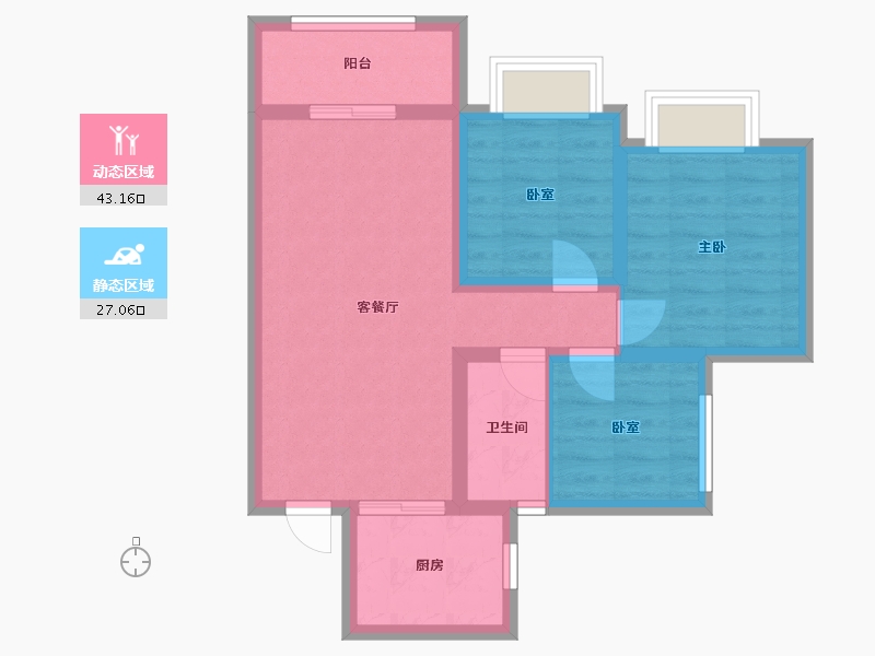 四川省-内江市-清晰樾-65.60-户型库-动静分区