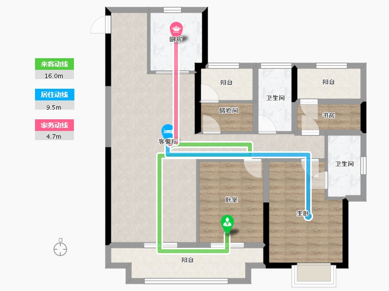 湖南省-长沙市-旭辉雨金广场-100.80-户型库-动静线