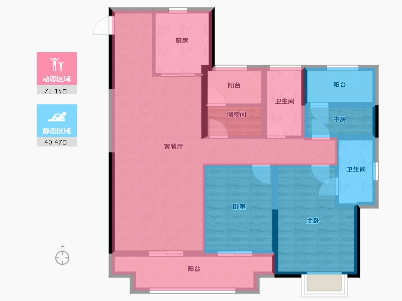 湖南省-长沙市-旭辉雨金广场-100.80-户型库-动静分区