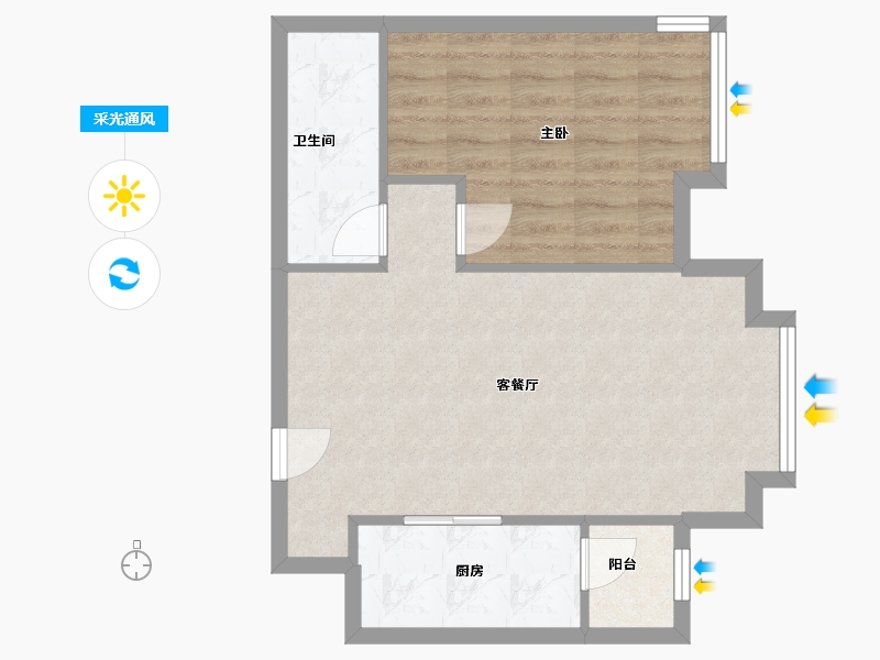 天津-天津市-富力湾天阔园-60.80-户型库-采光通风