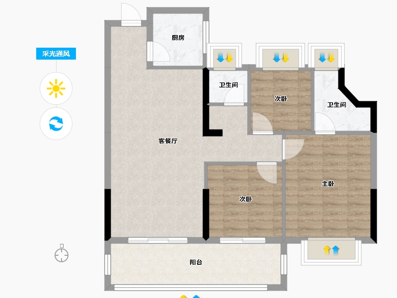 福建省-宁德市-盛世东方-94.40-户型库-采光通风