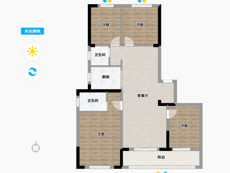 浙江省-温州市-忆江嘉园-114.00-户型库-采光通风