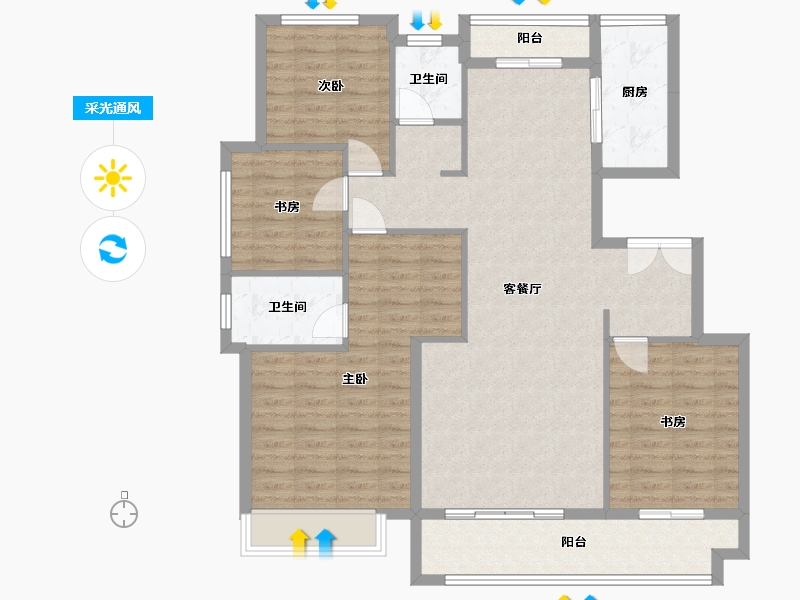 山东省-枣庄市-青檀府-120.00-户型库-采光通风