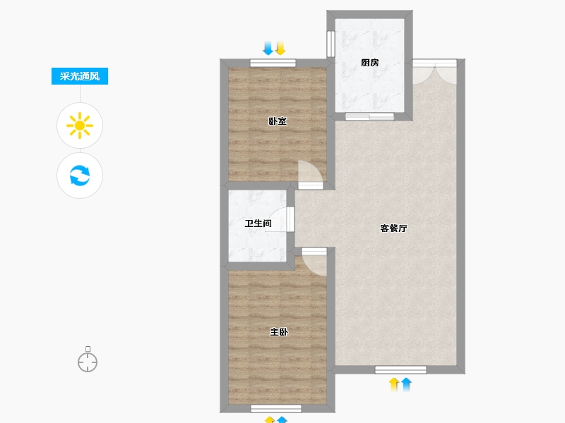 内蒙古自治区-巴彦淖尔市-云锦世家-73.00-户型库-采光通风