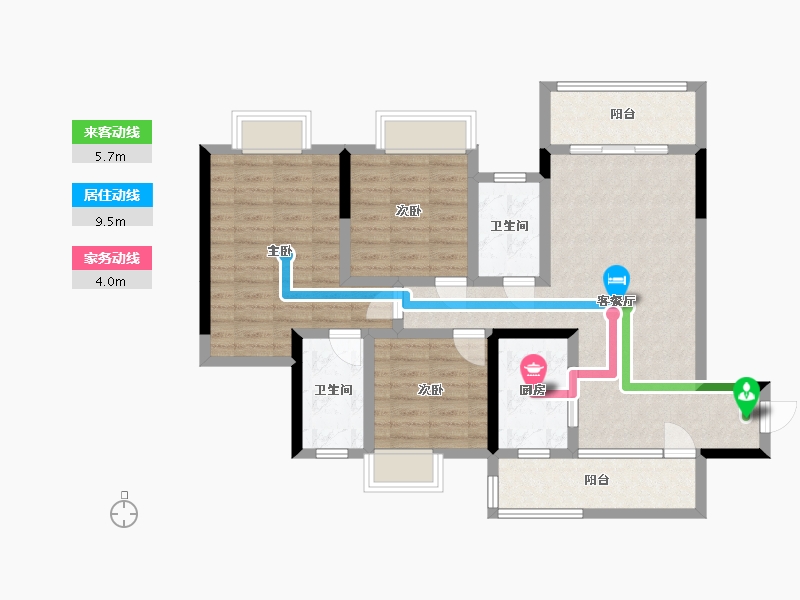 四川省-南充市-上河城二期-95.24-户型库-动静线