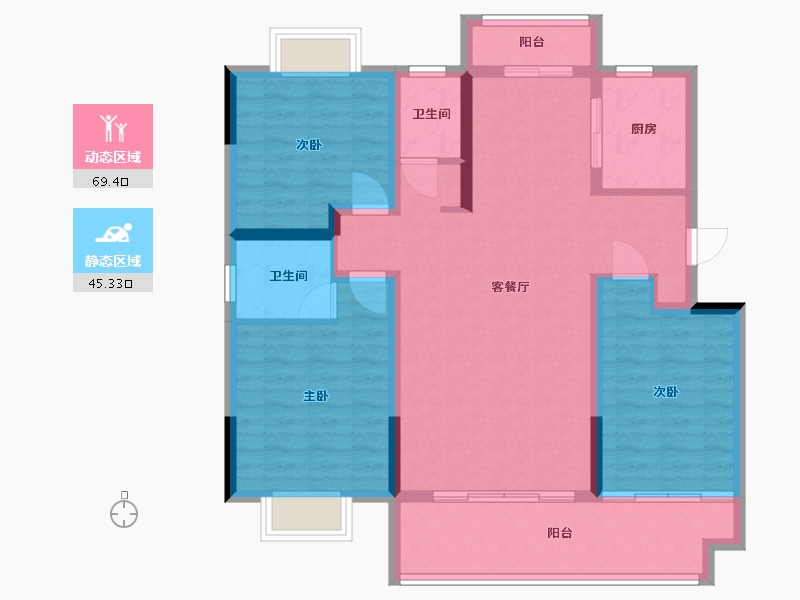 河南省-驻马店市-华信悦府-103.06-户型库-动静分区