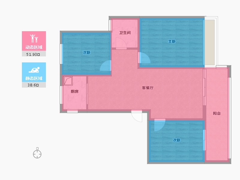 河南省-焦作市-滨河壹号-88.96-户型库-动静分区