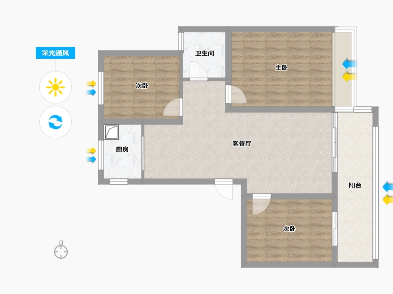 河南省-焦作市-滨河壹号-88.96-户型库-采光通风