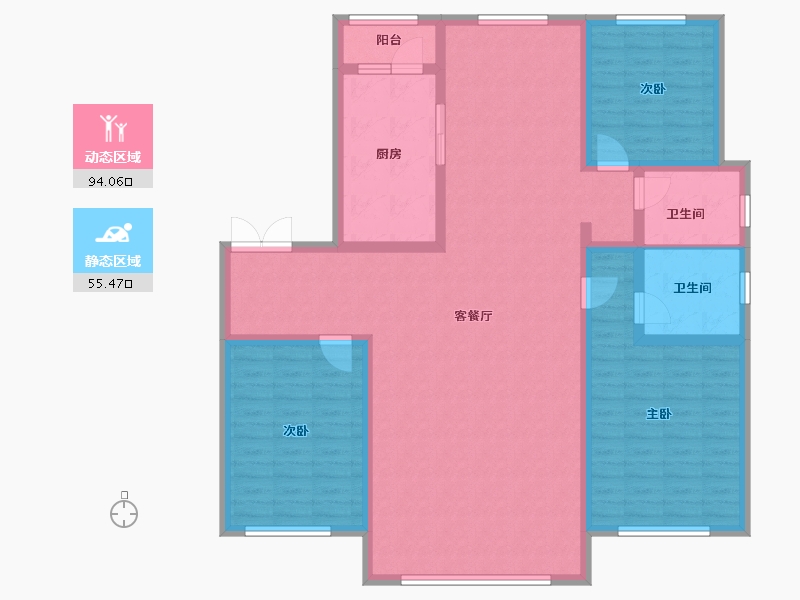 内蒙古自治区-赤峰市-恒德家园-146.40-户型库-动静分区