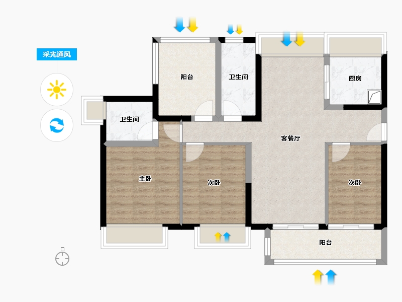 广东省-江门市-中建四局台山保利新公馆-92.00-户型库-采光通风